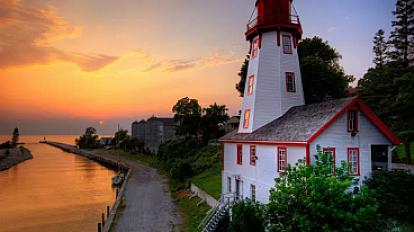Sunset view at Kincardine Lighthouse on Lake Huron, Canada