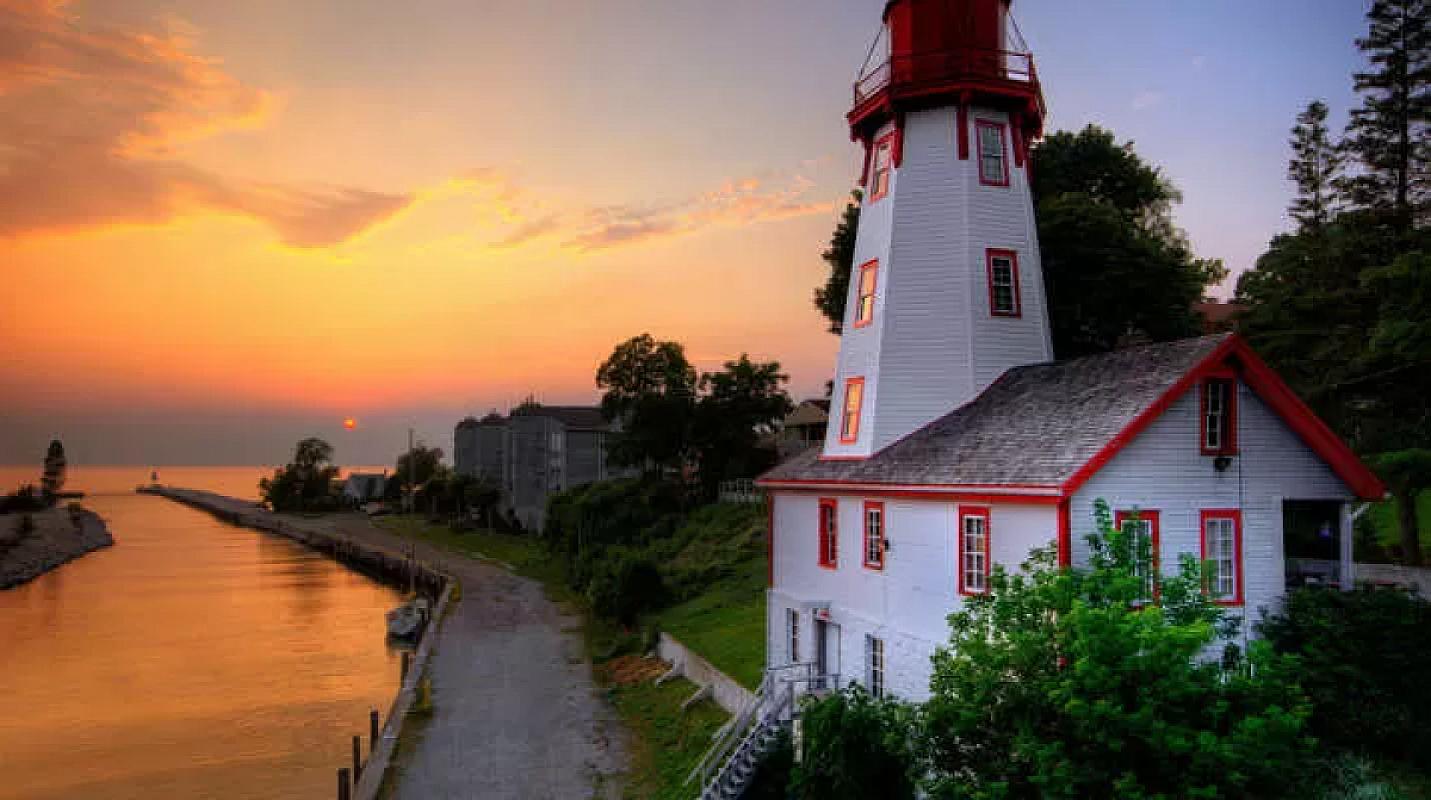 Sunset view at Kincardine Lighthouse on Lake Huron, Canada